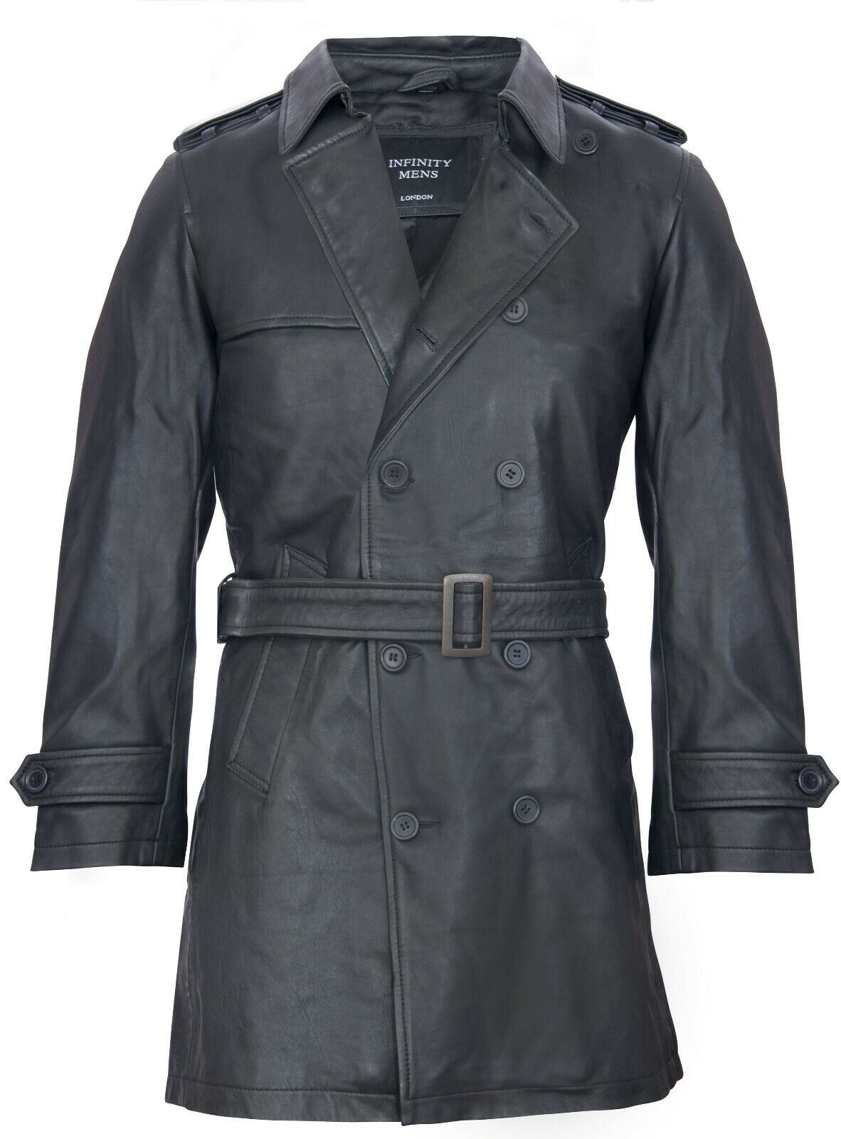 Mens Black Leather Trench Coat-Memphis – Infinity Leather