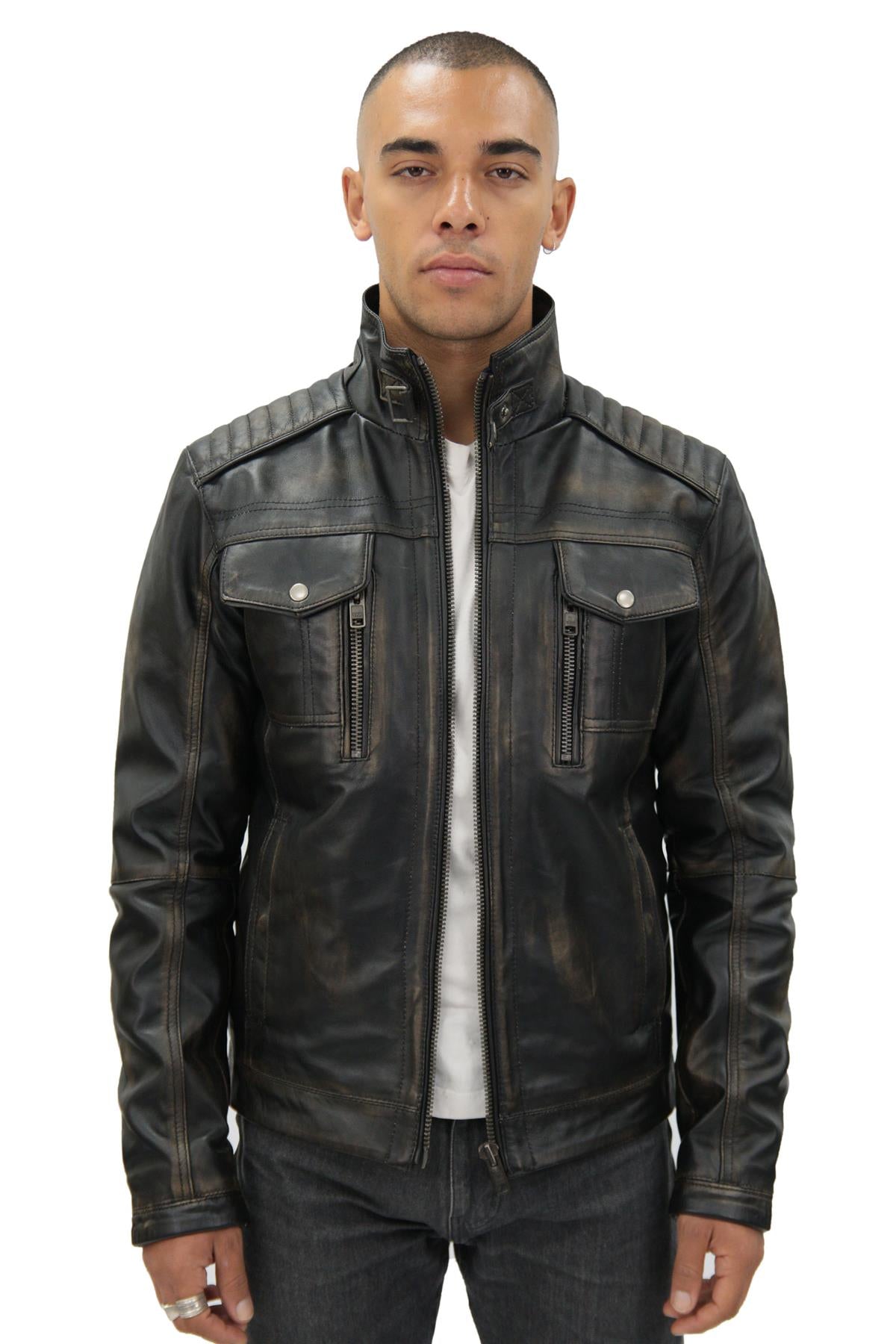 Men's Vintage Leather Biker JacketCape Town Infinity Leather