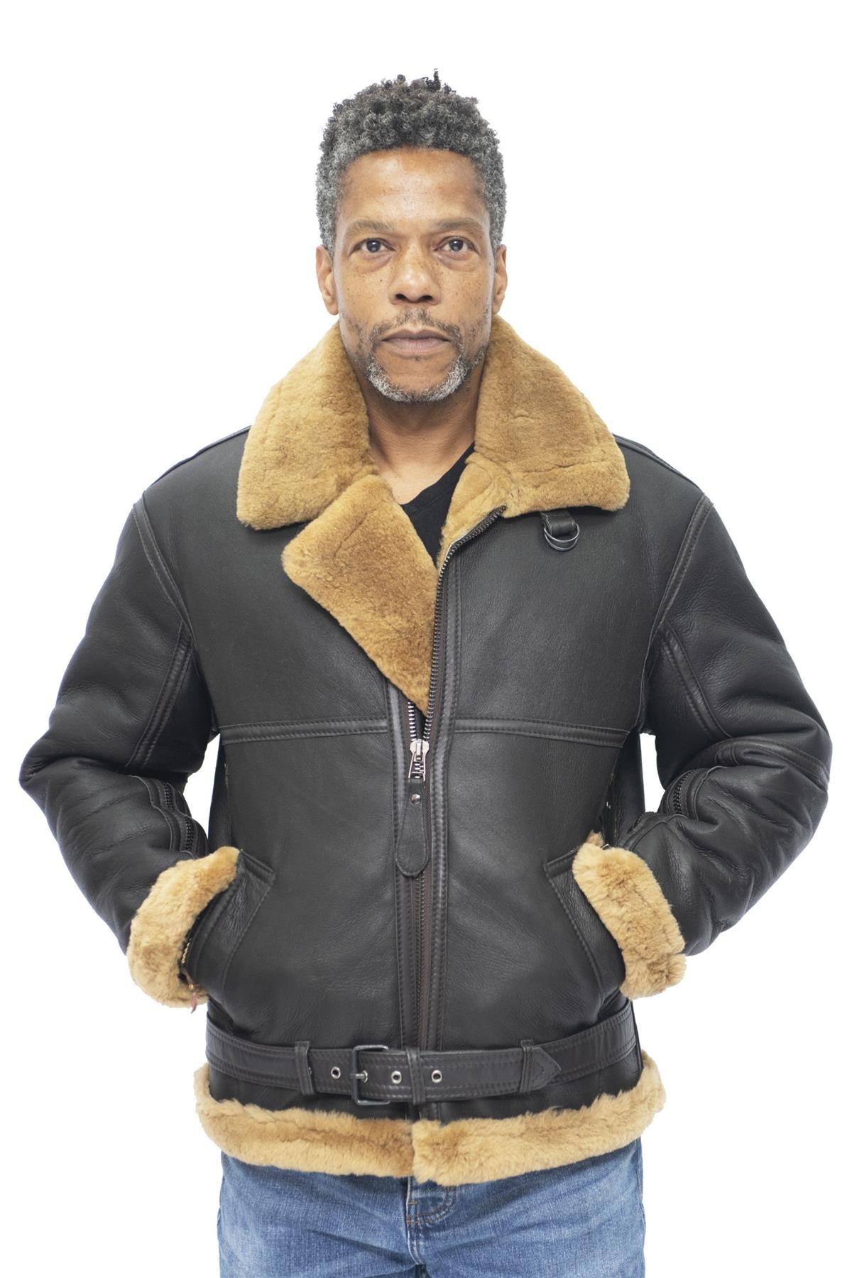 Mens RAF Sheepskin Leather Aviator Jacket-Colchester – Infinity