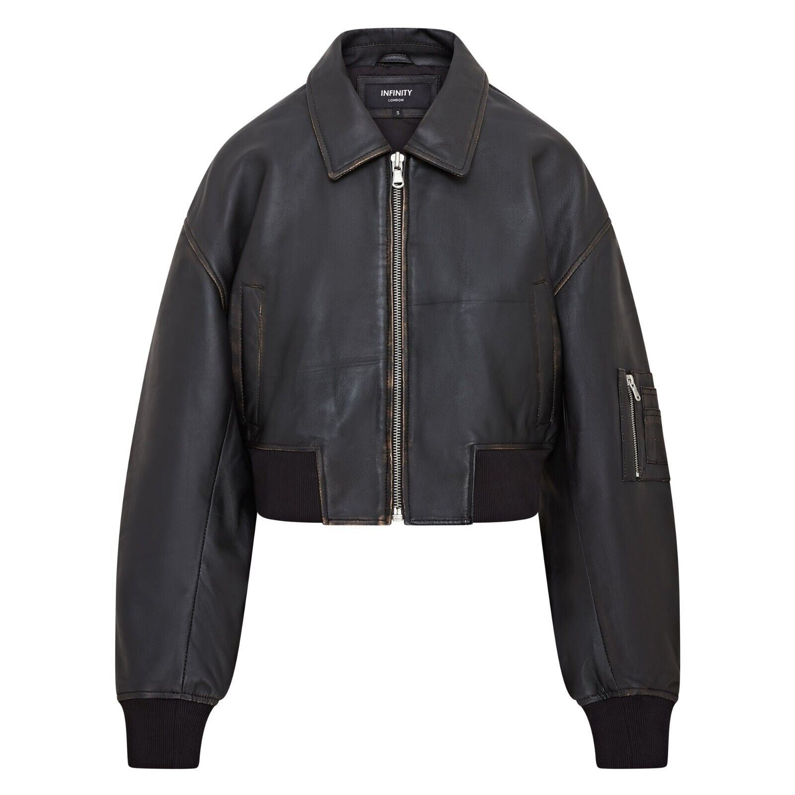 Women's Oversized Leather Bomber Jacket with Zipper Front - Stylish & Comfortable Outerwear main image 1