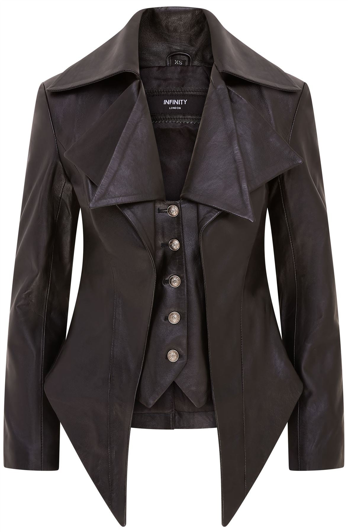 Womens Gothic Mid-Length Edwardian Leather Jacket Sandvika