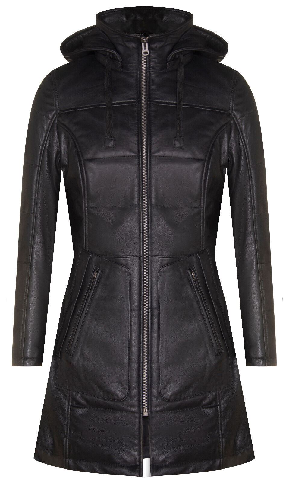 Ladies leather parka coats best sale