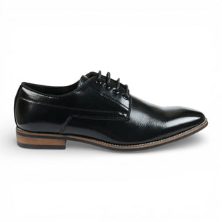 Men's Black Classic Plain Toe Lace-Up Derby Brogue Formal Shoes
