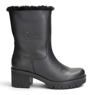 Panama Jack Women's Black Leather Waterproof Warm Heeled Boots - Piola B48