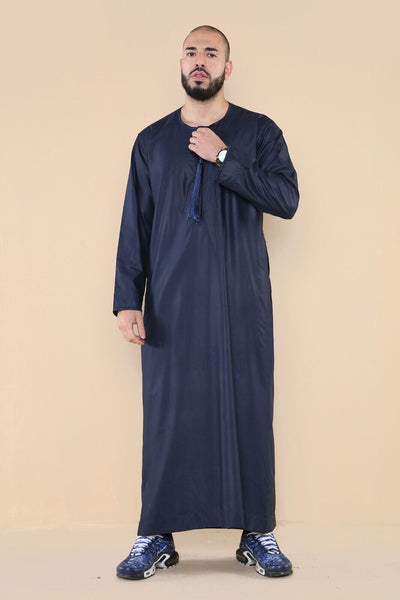 Mens Thobe Jubba Saudi Islamic Arab Eid Emirati Kaftan Jubbah Tassel Robe