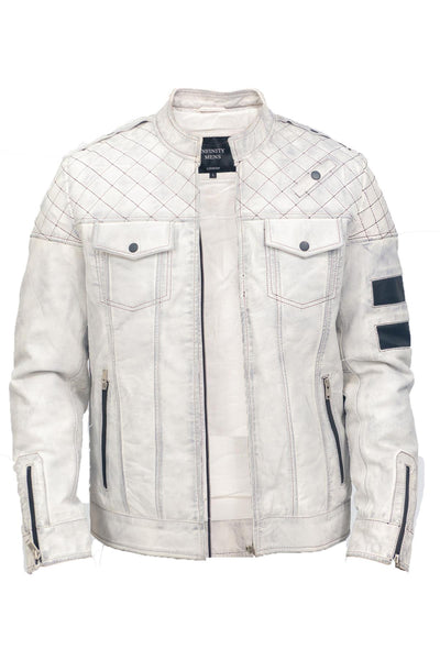 Mens Vintage Quilted Leather Racing Jacket-Cardiff