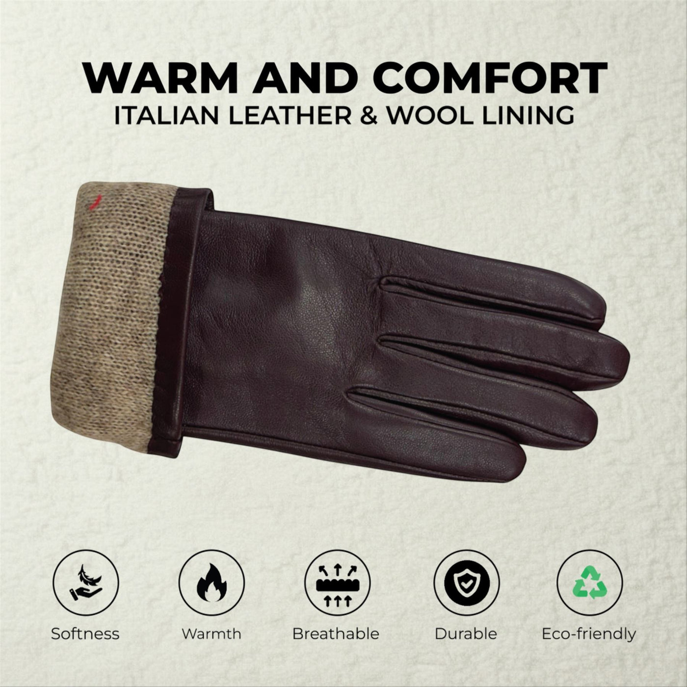 Womens Italian Leather Winter Bow Design Soft Wool Lining Gloves - L-GLV-401