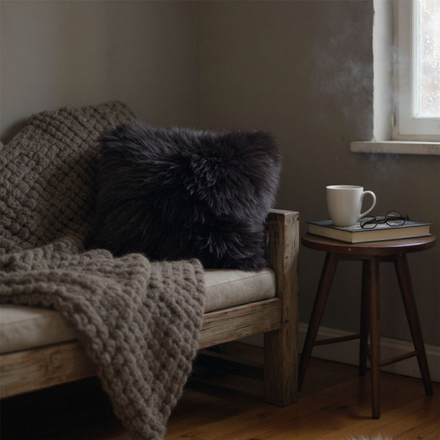 Luxury Genuine Sheepskin  40x40cm Real Wool Single Sided Cushion