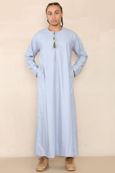 Mens Thobe Jubba Saudi Islamic Arab Eid Emirati Kaftan Jubbah Tassel Robe