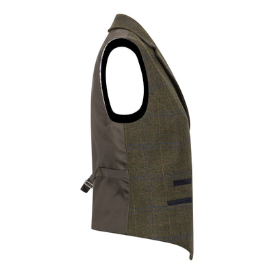 Women's Olive 2 Piece Set Tweed Blazer Waistcoat in Herringbone Check