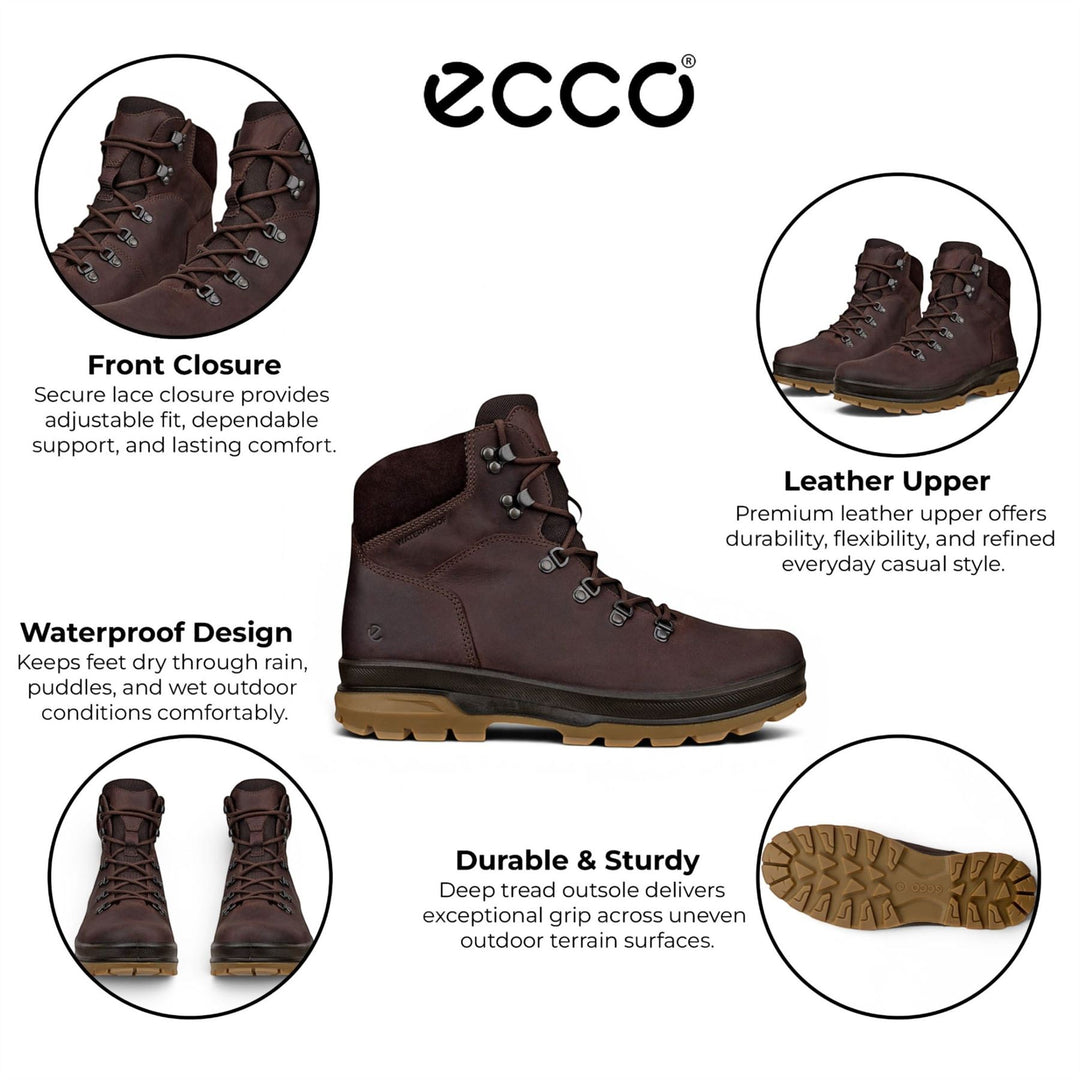 Ecco Boots Mens Size 10 Brown Leather Lace Up Dry Ankle Casual Outdoor Men main image 2