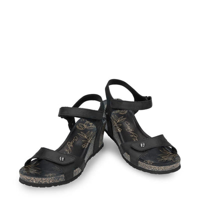 Women's Julia B1 Wedge Black Leather Sandals