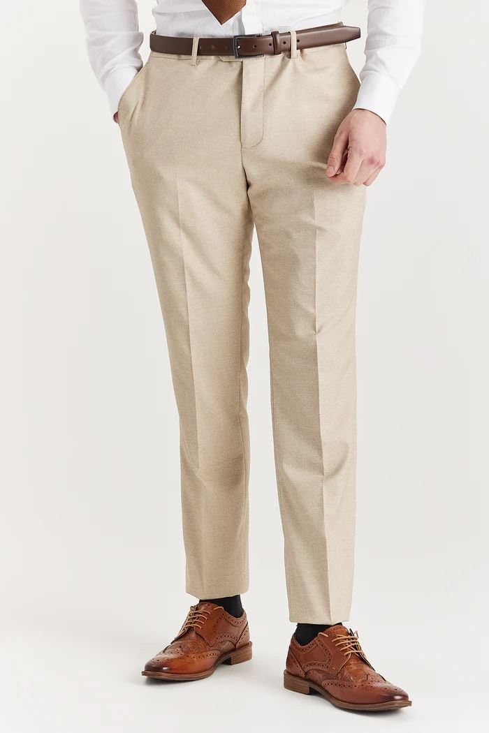 Men's Beige Lightweight Summer Wedding Party 3 Piece Suit