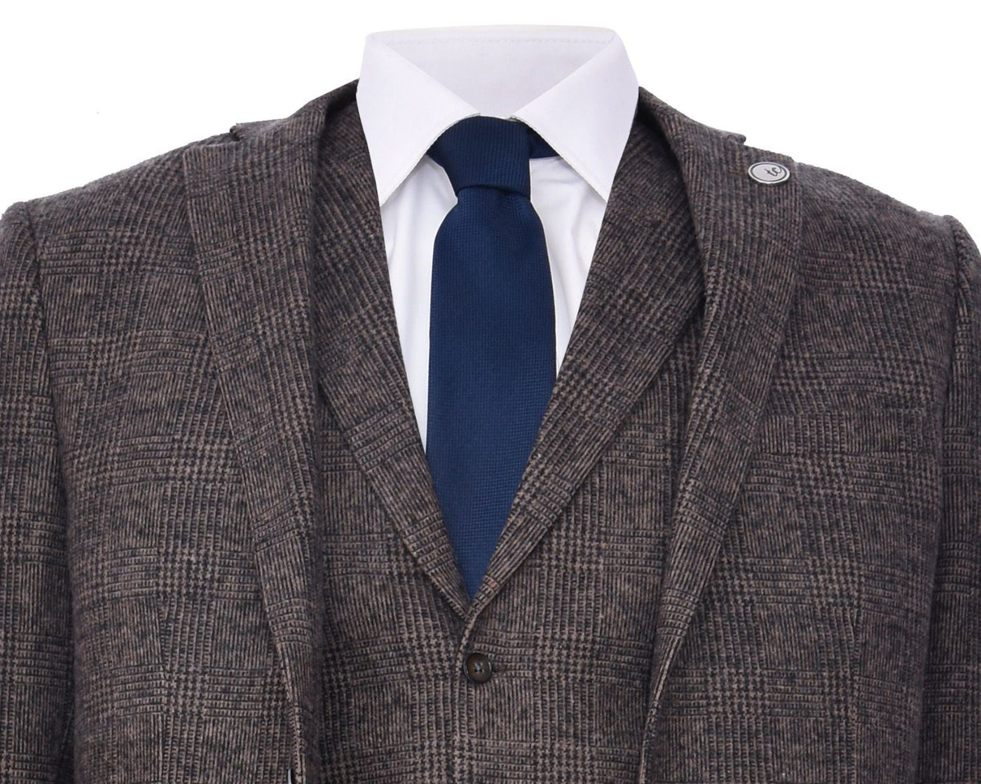 Men's 3 Piece Brown Herringbone Tweed Suit