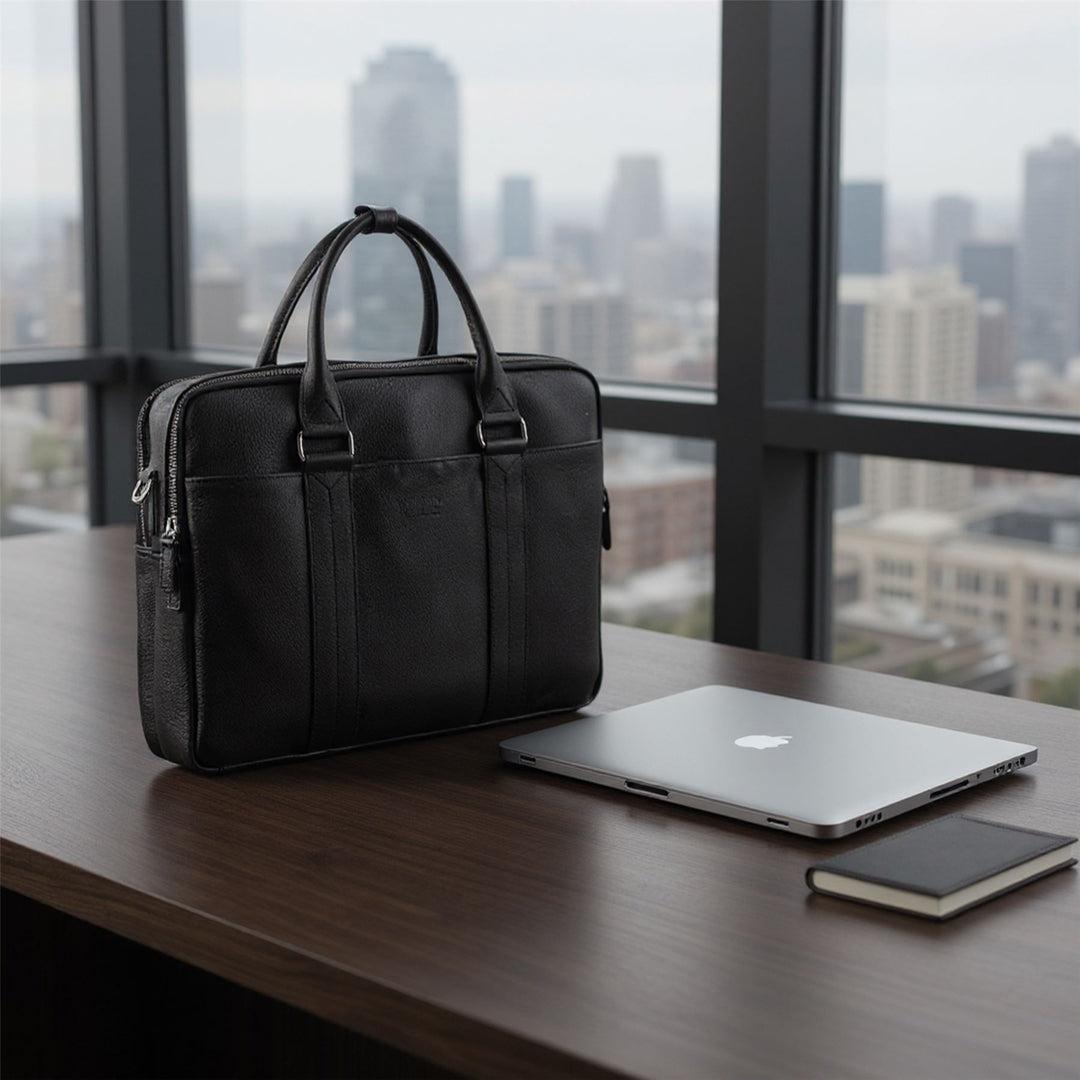 Genuine Leather Laptop Business Briefcase Office Work Travel Bag