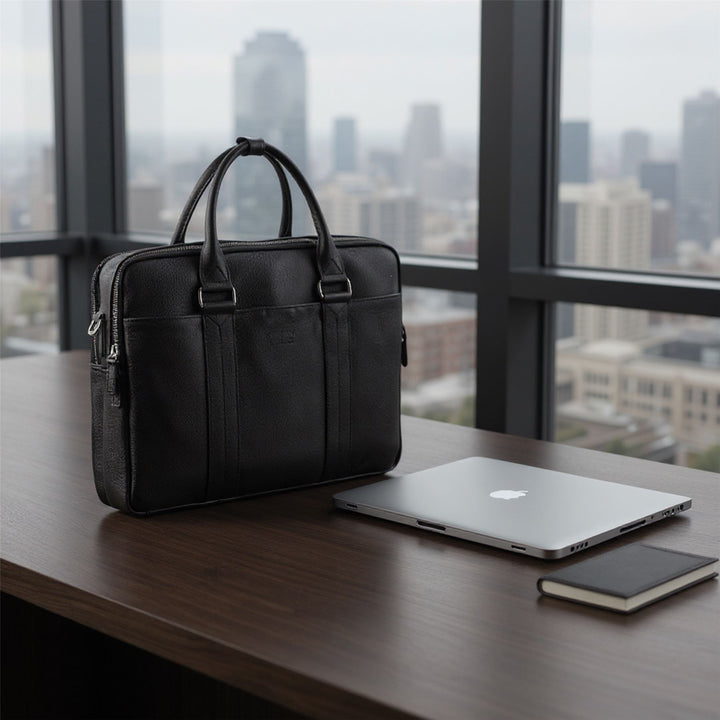 Genuine Leather Laptop Business Briefcase Office Work Travel Bag