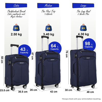 8 Wheel Lightweight Suitcase Luggage TSA Travel Bags Set