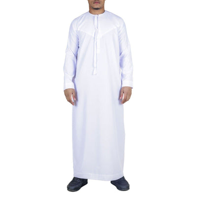 Men's Thobe Emirati Islamic Jubba Robe Eid Tassel Slim Fit