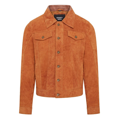 Mens Trucker Goat Suede Western Leather Jeans Jacket - Yangon