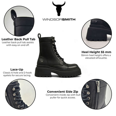 Windsorsmith Leather Chunky Combat Boots - Destroy