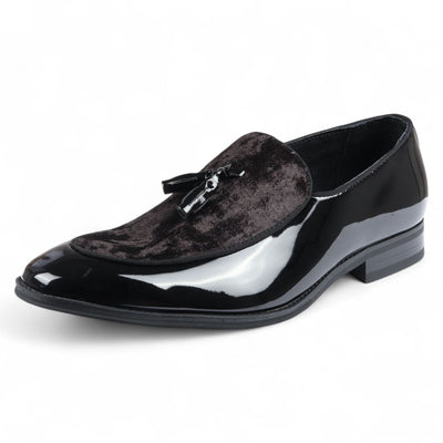 Men's Velvet Tassel Loafers Formal Patent Dress Shoes