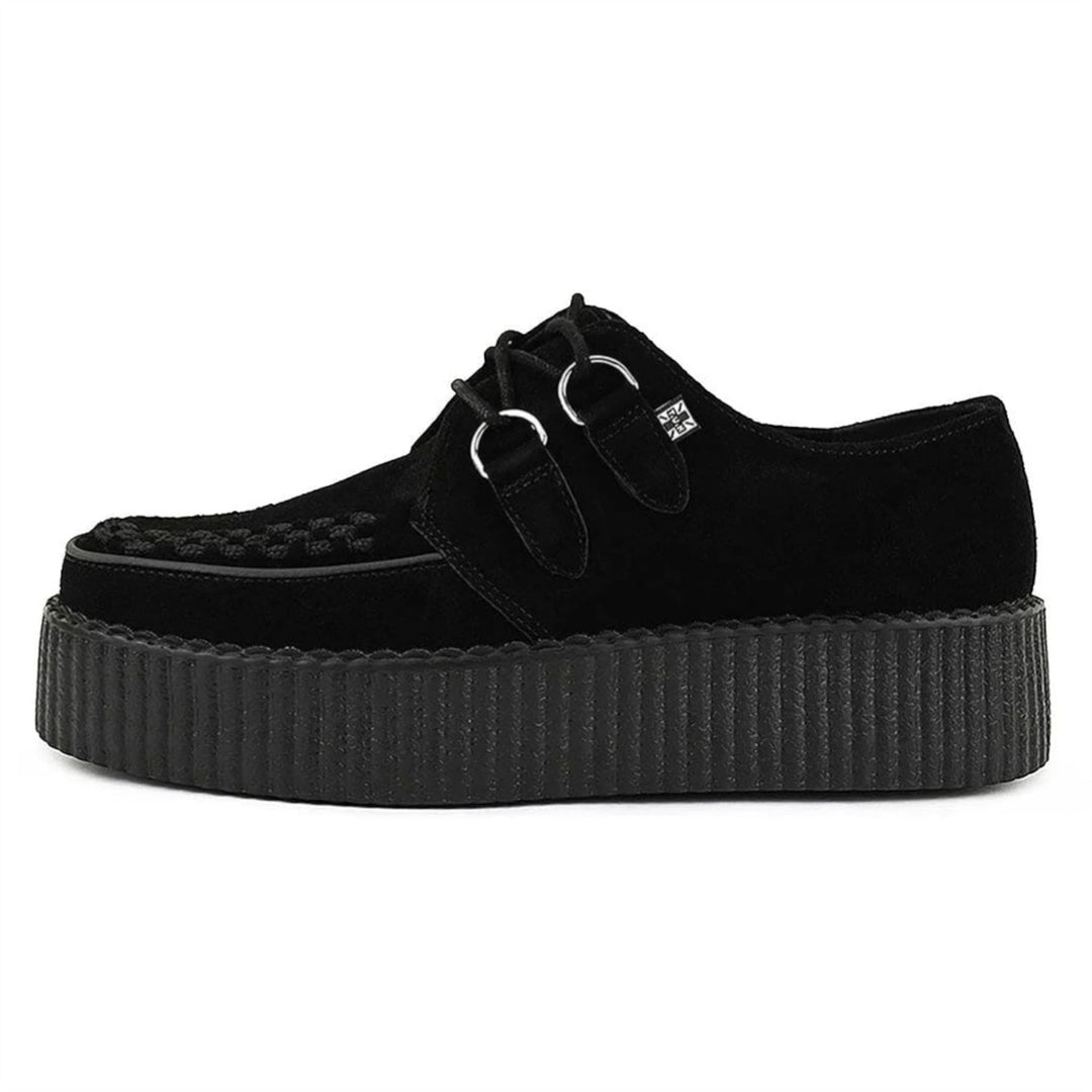 TUK Viva High Creeper Black Suede Platform Lace-Up Goth 