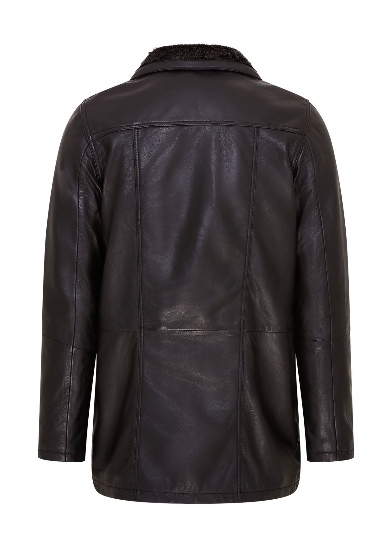 Mens Mid-Length Warm Leather Trench Coat - Varkaus