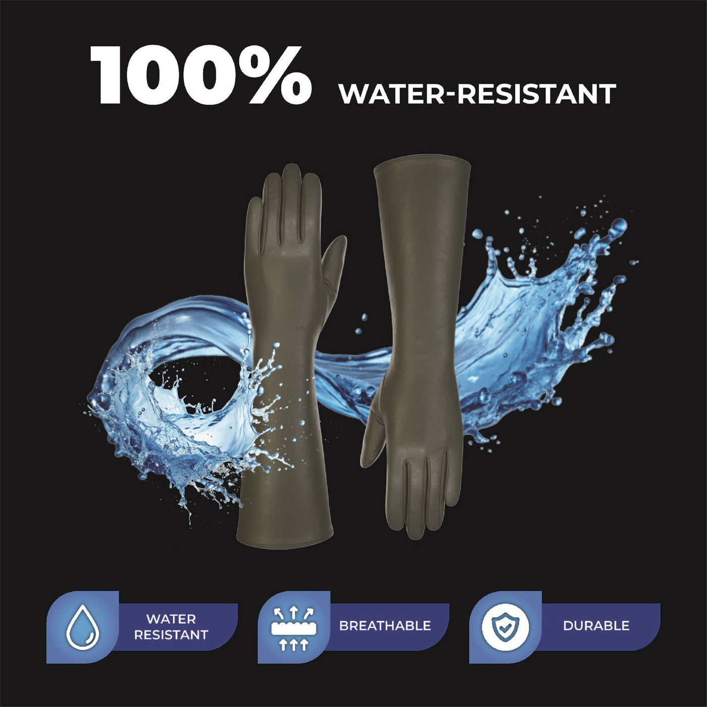 Womens Long Italian Leather Winter Soft Wool Lining Gloves