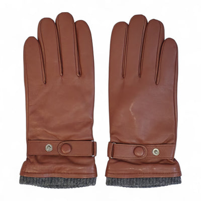 Men’s Italian Leather Warm Wool Lining Winter Knit Rib Gloves - M-LGV-105