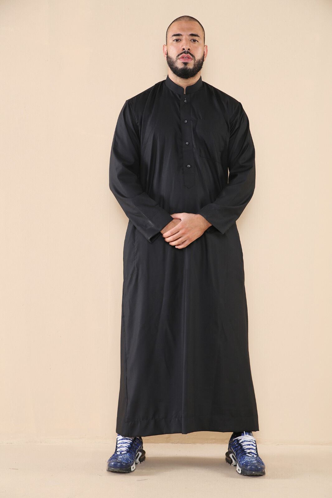 Mens Thobe Jubba Saudi Islamic Arabic Eid Cotton Kaftan Jubbah Umrah Robe