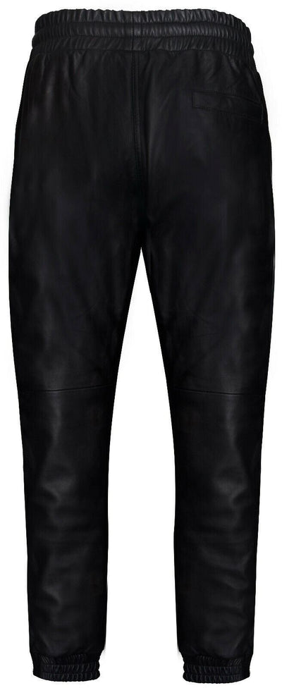 Mens  Leather Jogging Bottoms-Boston