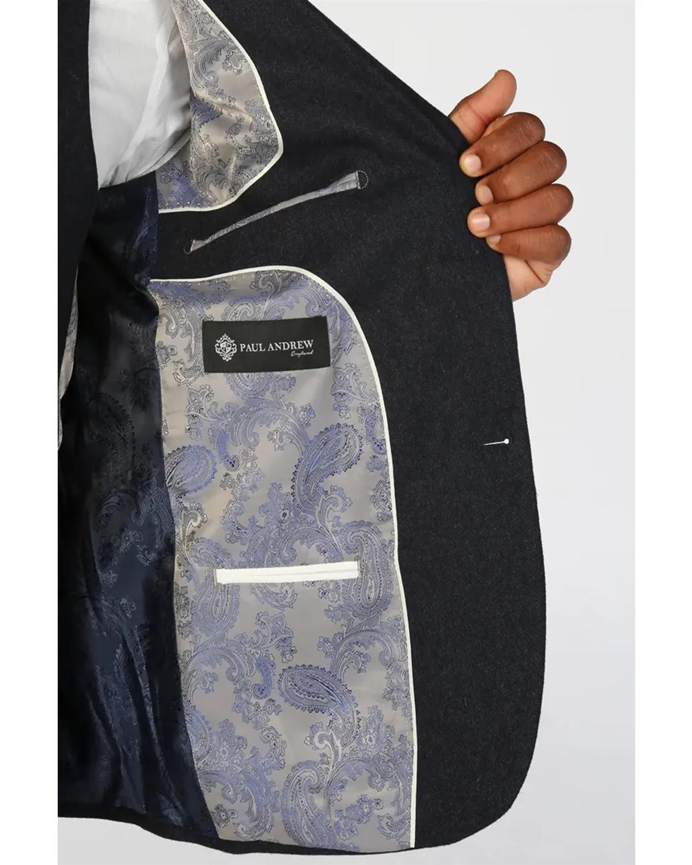 Men's Navy Blue Wool Blend Tweed Formal Blazer