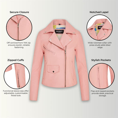 Women's Classic Brando Biker Leather Jacket - Broome