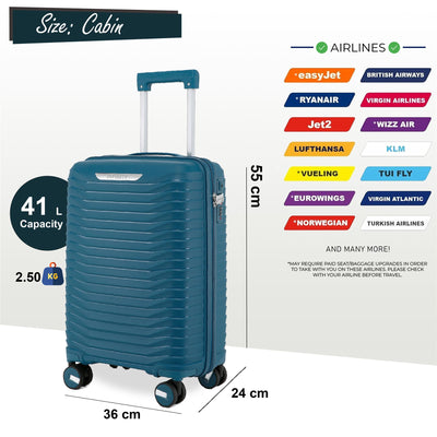 Robust Hard Shell Cabin Suitcase 36 x 24 x 55 cm TSA Luggage Suitable for Easyjet, Ryanair, Wizzair