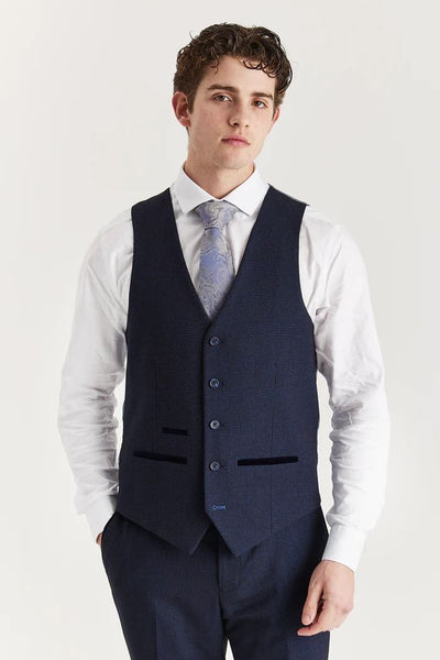 Men's Navy Suit Waistcoat Prince Of Wales Formal Waistcoat