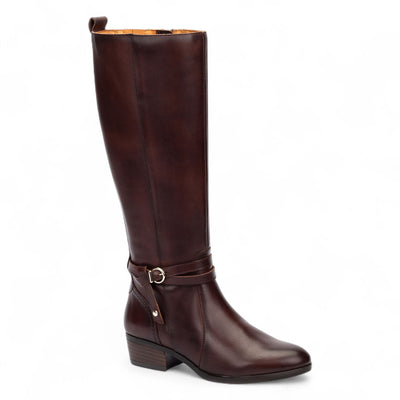 Pikolinos Women's Knee High Tall Caoba Brown Leather Boots - Daroca