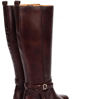 Pikolinos Women's Knee High Tall Caoba Brown Leather Boots - Daroca