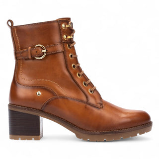 Pikolinos Women’s Brandy Brown Leather Mid-Heel Combat Ankle Boots - Llanes