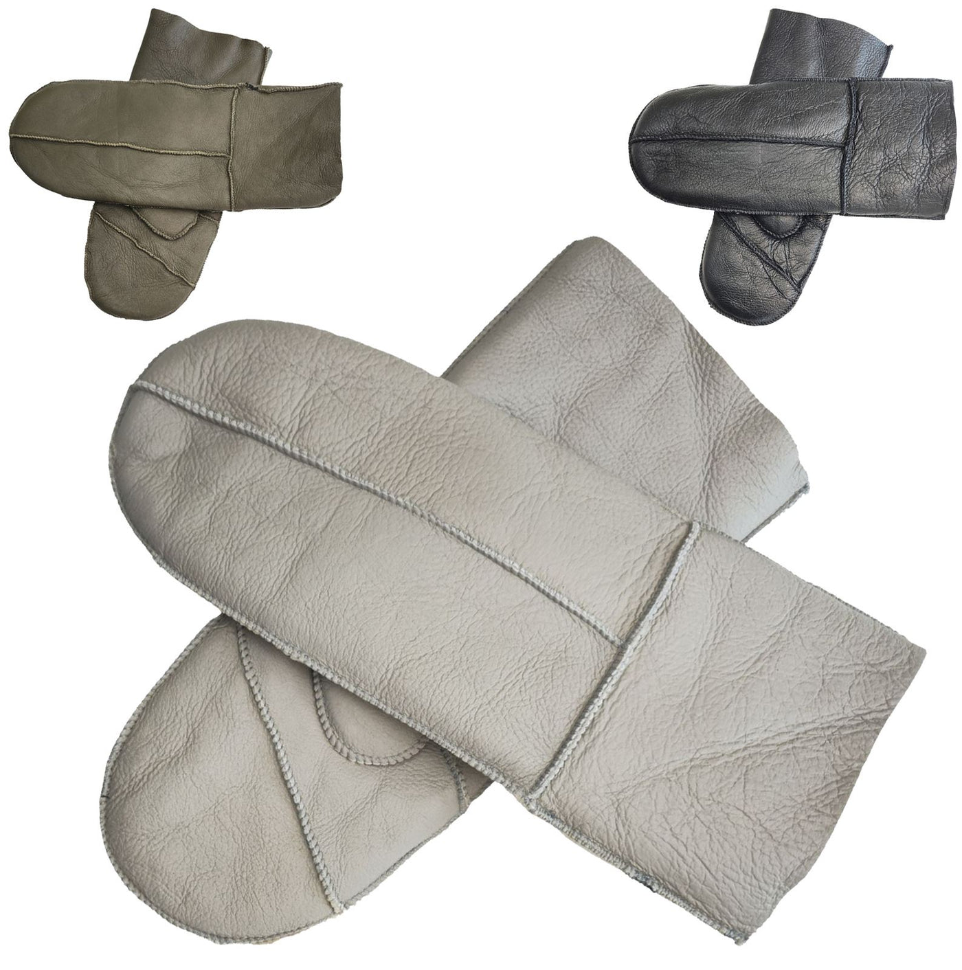 Womens Genuine Real Sheepskin Leather Mittens Warm Gloves