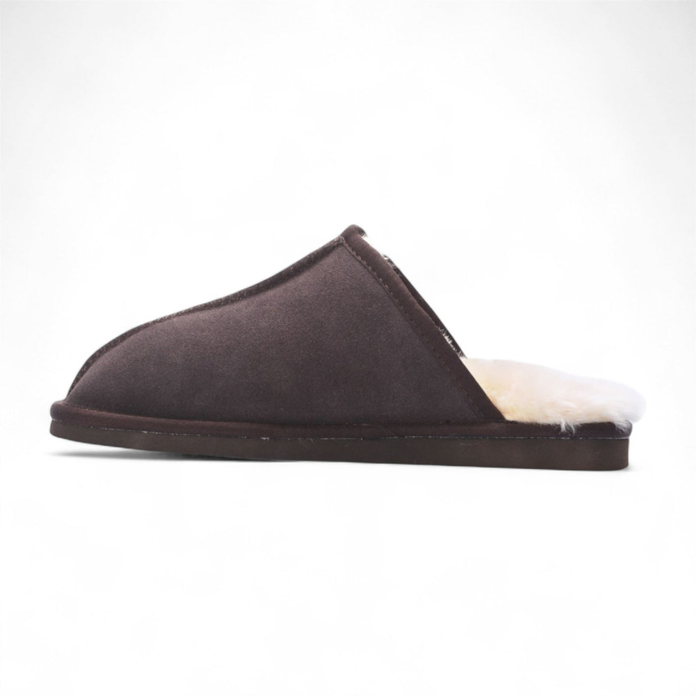 Men's Genuine Sheepskin Brown Suede Mule Winter Warm Non-Slip - Highland