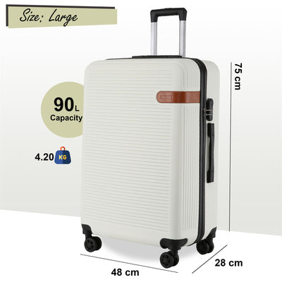 Hard Shell Cream Classic Dual 4 Wheel Luggage Suitcase Set