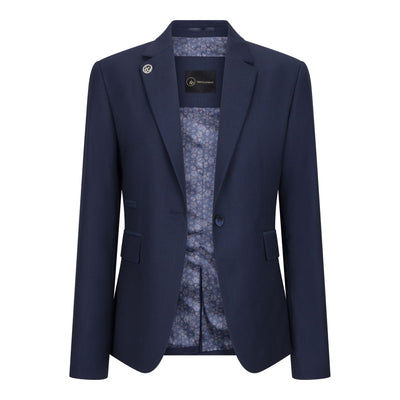 Women's 3 Piece Tailored Fit Plain Navy Formal Office Suit
