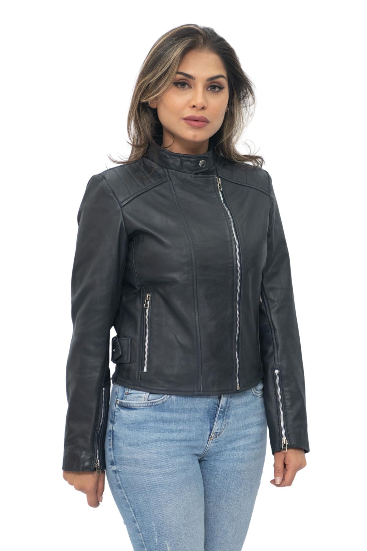 Damen Leder Bikerjacke-Celaya