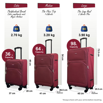 Expandable Soft 8 Wheel Lightweight Suitcase Luggage Travel Bags Set