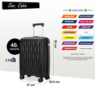 Hard Shell Suitcase Cabin TSA Luggage Travel Set