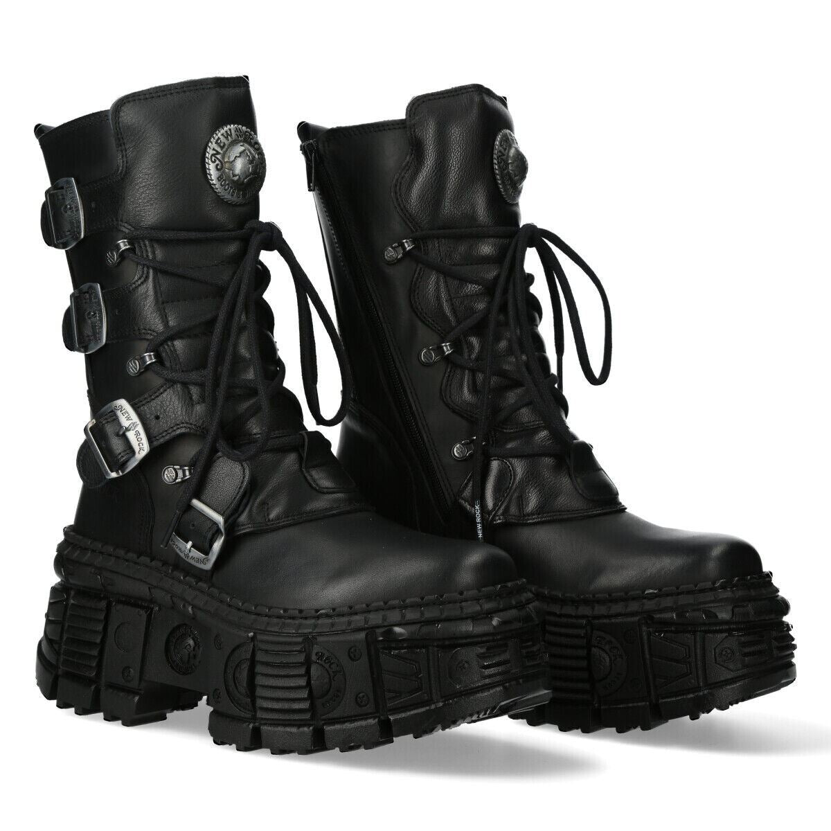 New Rock Gothic-Stiefel aus mittelhohem Leder-WALL373-S5