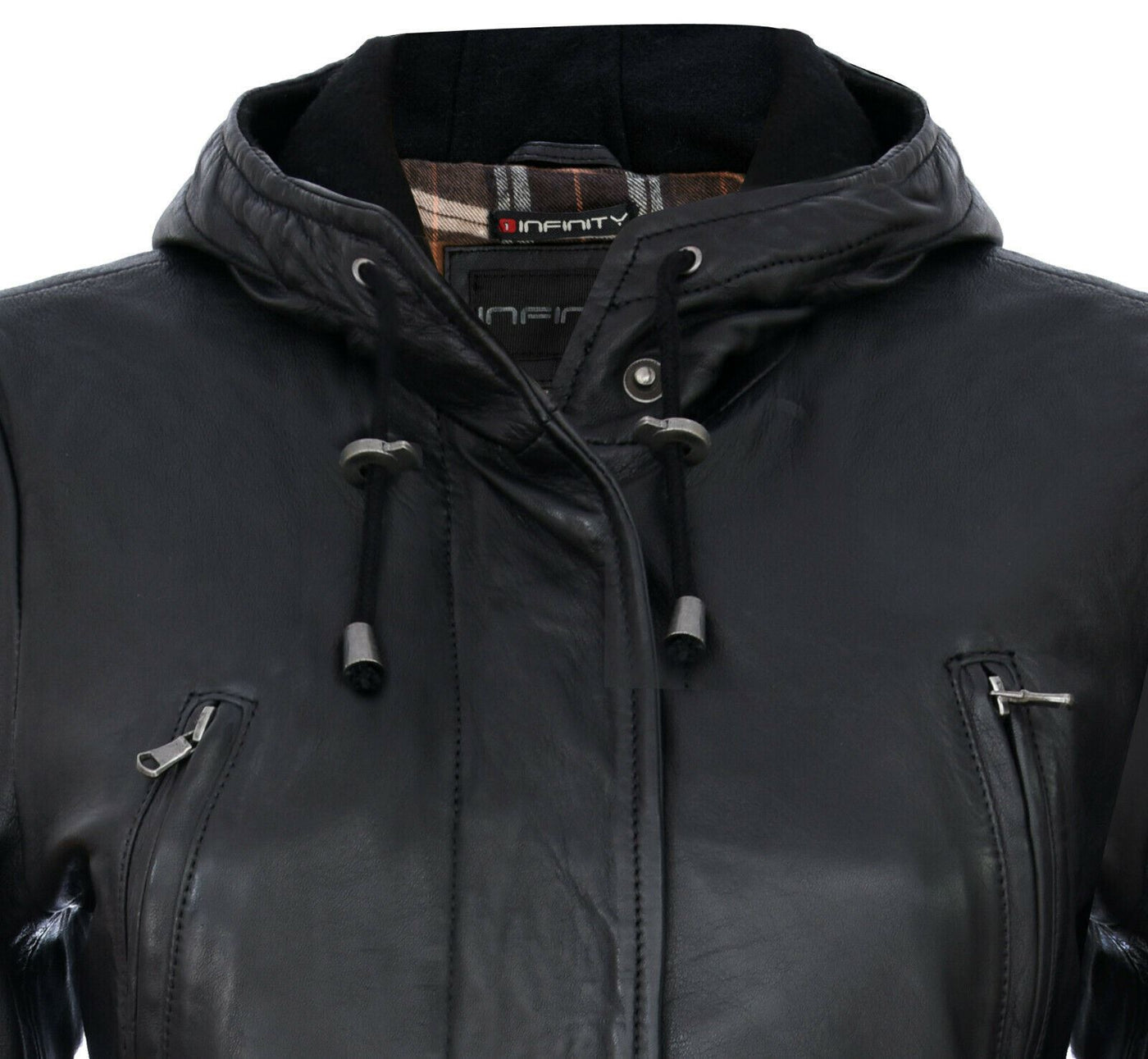 Giacca parka con cappuccio in pelle da donna - Bucarest