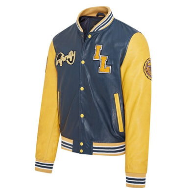 Mens Baseball Leather Letterman Bomber Jacket - Ashwood