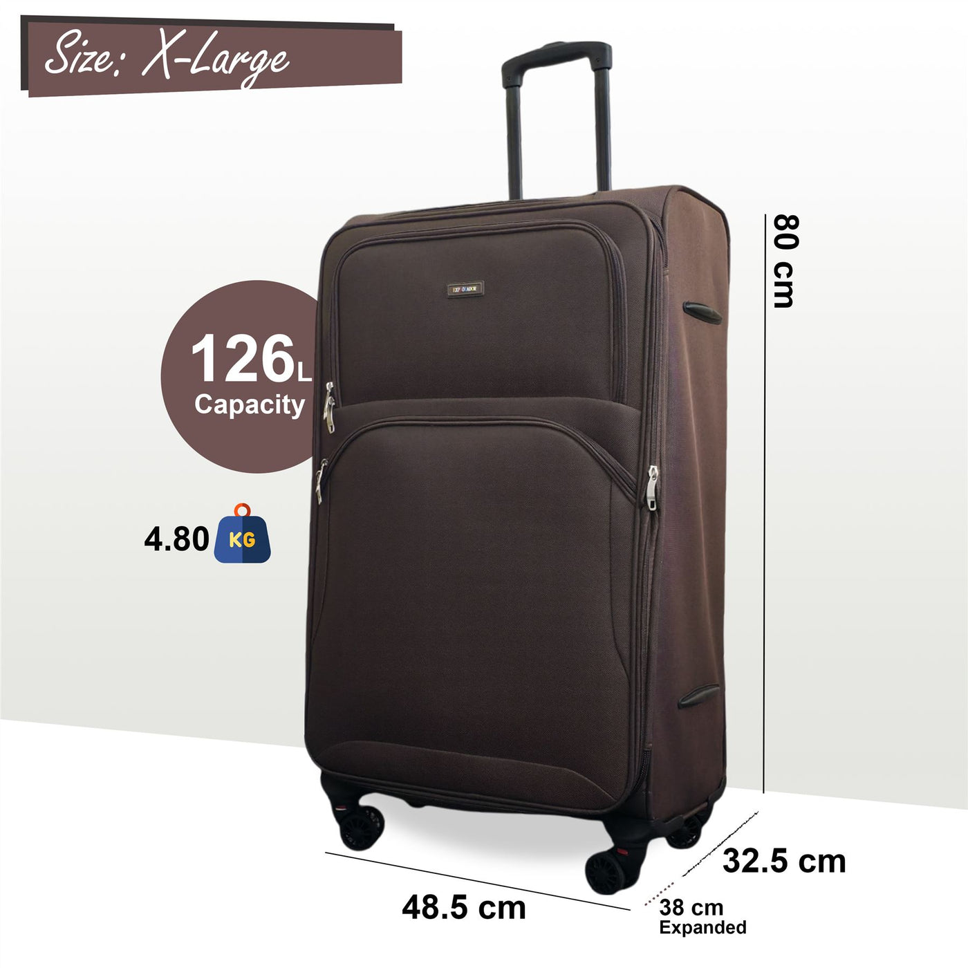 Expandable Soft 8 Wheel Lightweight Suitcase Luggage Travel Bags Set
