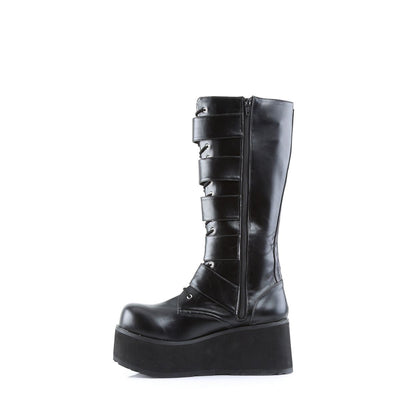 Demonia Trashville 518 Black Vegan Leather Mid Calf Boots